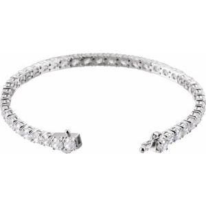 Sterling Silver Imitation White Cubic Zirconia Line 7" Bracelet