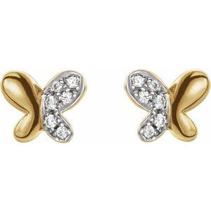 14K Yellow .04 CTW Natural Diamond Butterfly Earrings