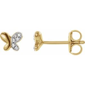 14K Yellow .04 CTW Natural Diamond Butterfly Earrings