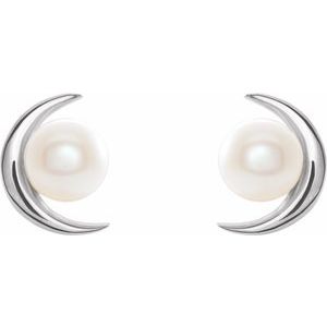 14K White Cultured White Freshwater Pearl Earrings