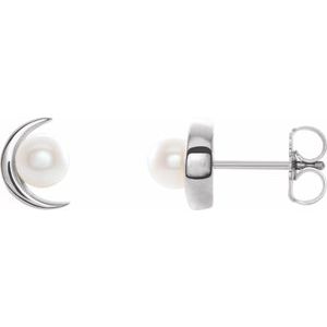 14K White Cultured White Freshwater Pearl Earrings