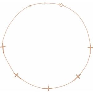 14K Rose 5-Station Cross Adjustable 16-18”