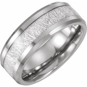 Tungsten Band with Imitation Meteorite Inlay Size 10