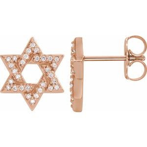 14K Rose 1/8 CTW Natural Diamond Star of David Earrings