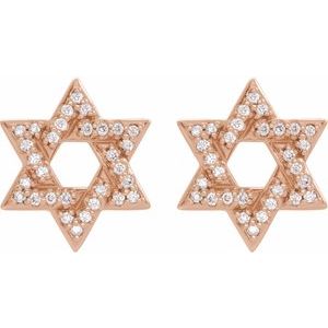 14K Rose 1/8 CTW Natural Diamond Star of David Earrings