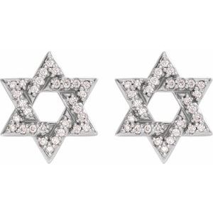 14K White 1/8 CTW Natural Diamond Star of David Earrings