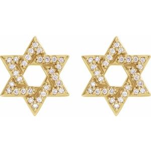 14K Yellow 1/8 CTW Natural Diamond Star of David Earrings