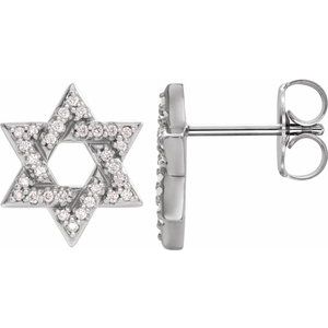 14K White 1/8 CTW Natural Diamond Star of David Earrings