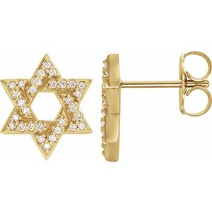 14K Yellow 1/8 CTW Natural Diamond Star of David Earrings