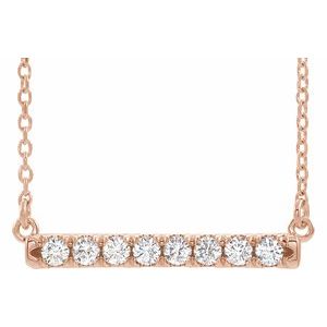 14K Rose 1/4 CTW Lab-Grown Diamond French-Set Bar 18" Necklace