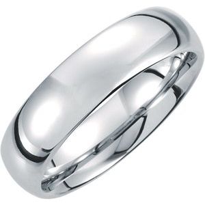 White Tungsten 6 mm Half Round Band Size 10