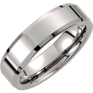 Tungsten 6 mm Beveled-Edge Band Size 10