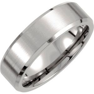 Titanium 7 mm Beveled-Edge Band with Satin Finish Size 10