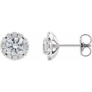 14K White 2 CTW Natural Diamond Halo-Style Earrings