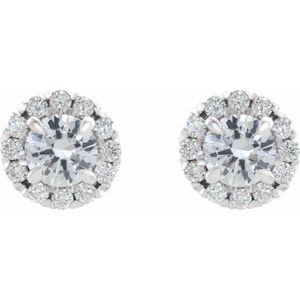 14K White 2 CTW Natural Diamond Halo-Style Earrings