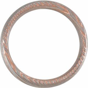 18K Rose Gold PVD Damascus Steel 8 mm Patterned Half Round Band Size 11