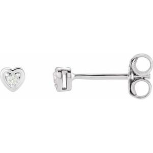 14K White .03 CTW Natural Diamond Youth Heart Earrings