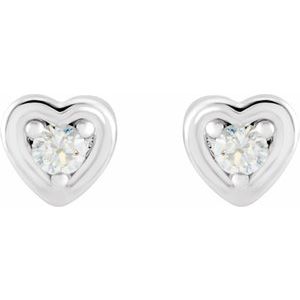 14K White .03 CTW Natural Diamond Youth Heart Earrings