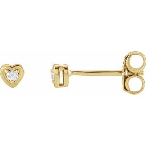 14K Yellow .03 CTW Natural Diamond Youth Heart Earrings