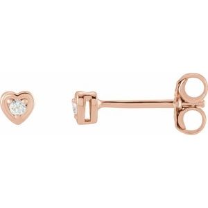 14K Rose .03 CTW Natural Diamond Youth Heart Earrings