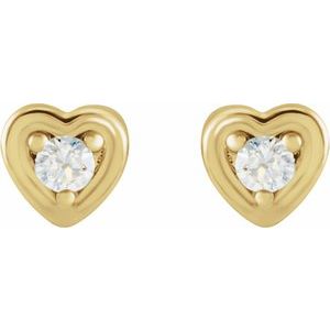 14K Yellow .03 CTW Natural Diamond Youth Heart Earrings