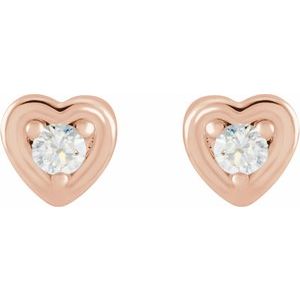 14K Rose .03 CTW Natural Diamond Youth Heart Earrings