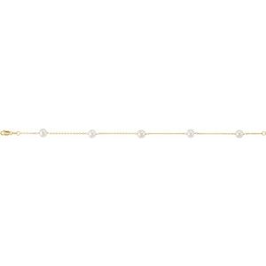 14K Yellow Cultured White Freshwater Pearl 5-Station 7" Bracelet