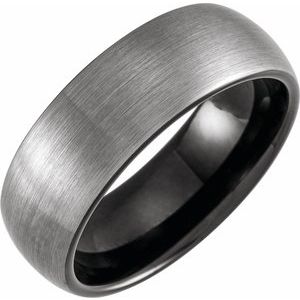 Black PVD Tungsten 8 mm Half Round Band Size 10 with Satin Finish