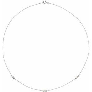 14K White 1/5 CTW Natural Diamond 3-Station 18" Necklace