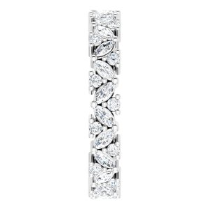 14K White 1 1/5 CTW Natural Diamond Cluster Eternity Band Size 7