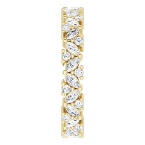 14K Yellow 1 1/5 CTW Natural Diamond Cluster Eternity Band Size 7