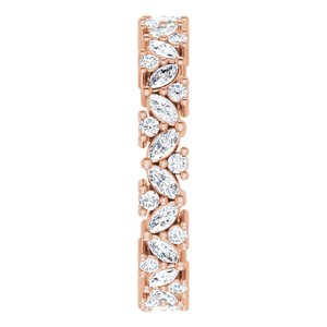 14K Rose 1 1/5 CTW Natural Diamond Cluster Eternity Band Size 7