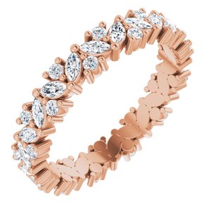 14K Rose 1 1/5 CTW Natural Diamond Cluster Eternity Band Size 7