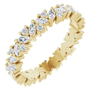 14K Yellow 1 1/5 CTW Natural Diamond Cluster Eternity Band Size 7