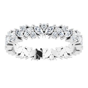 14K White 1 1/5 CTW Natural Diamond Cluster Eternity Band Size 7