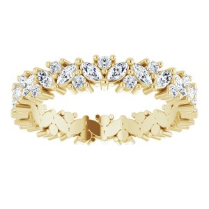 14K Yellow 1 1/5 CTW Natural Diamond Cluster Eternity Band Size 7