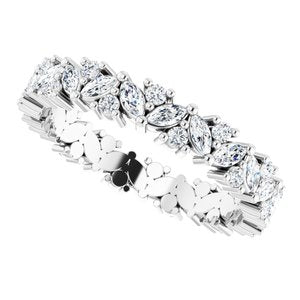 14K White 1 1/5 CTW Natural Diamond Cluster Eternity Band Size 7