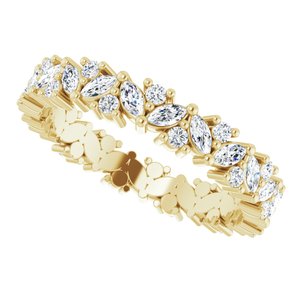 14K Yellow 1 1/5 CTW Natural Diamond Cluster Eternity Band Size 7