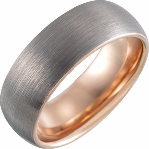 18K Rose Gold PVD Tungsten 6 mm Half Round Size 10 Band With Satin Finish