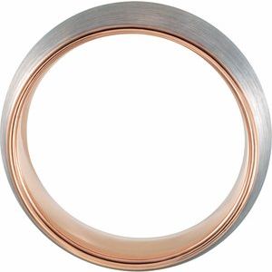 18K Rose Gold PVD Tungsten 6 mm Half Round Size 10 Band With Satin Finish