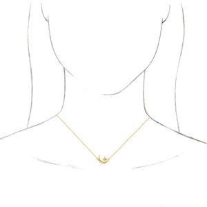 14K Yellow Crescent Moon & Star 16-18" Necklace