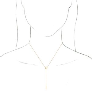 14K Yellow Circle & Bar 16-18" Y Necklace