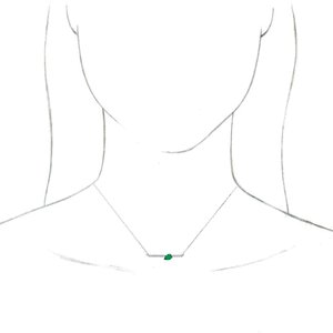 14K White Natural Emerald & 1/10 CTW Natural Diamond 18" Necklace