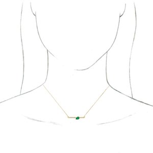 14K Yellow Natural Emerald & 1/10 CTW Natural Diamond 18" Necklace