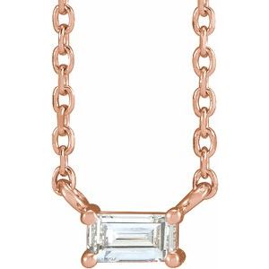 14K Rose .07 CT Natural Diamond Solitaire 18" Necklace