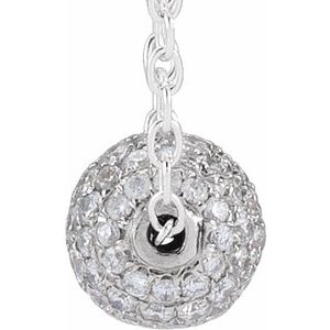 14K White 6 mm 3/8 CTW Natural Diamond Ball 16-18" Necklace