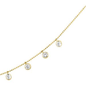 14K Yellow Imitation White Cubic Zirconia Station 16" Necklace