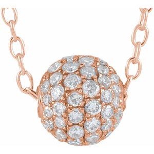 14K Rose 6 mm 3/8 CTW Natural Diamond Ball 16-18" Necklace