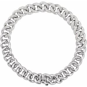 14K White 3/4 CTW Natural Diamond Curb 7" Bracelet