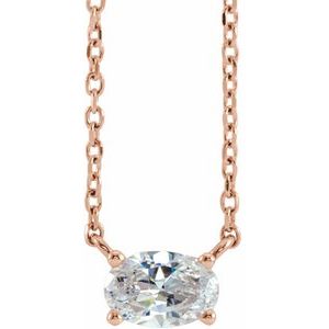 14K Rose 1/4 CTW Lab-Grown Diamond Solitaire 16-18" Necklace